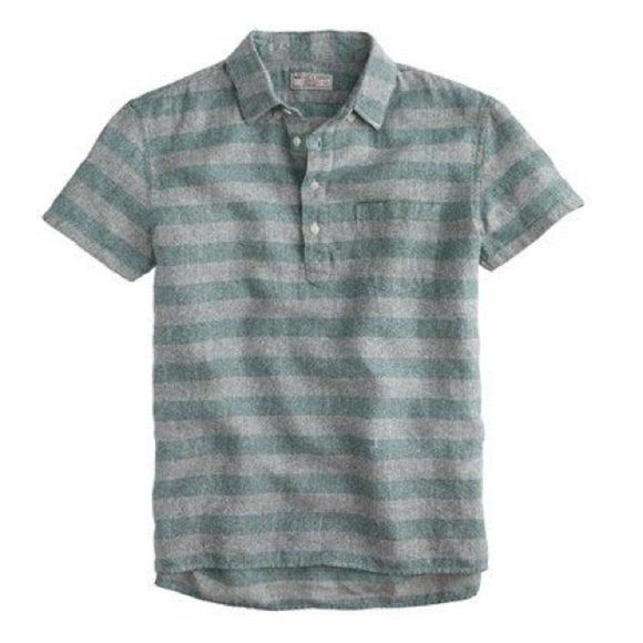 Wallace & Barnes Other - Wallace & Barnes Linen Boho Ivy League Striped Pop Over Button Polo Shirt M